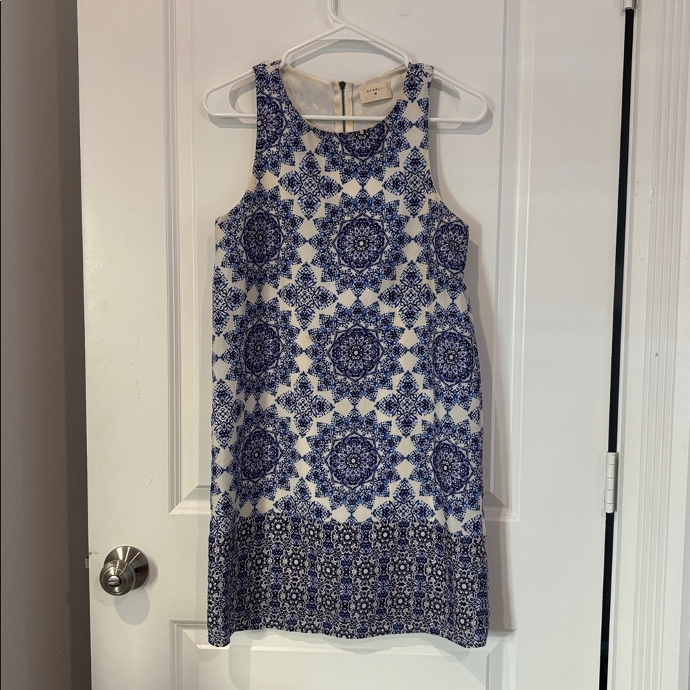 Everly Blue and Cream Geometric Dress